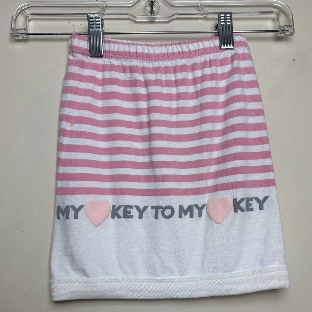 Vintage Spumoni Rose Cage Girls White Pink Key To My  Heart Skirt USA Small 4-6x